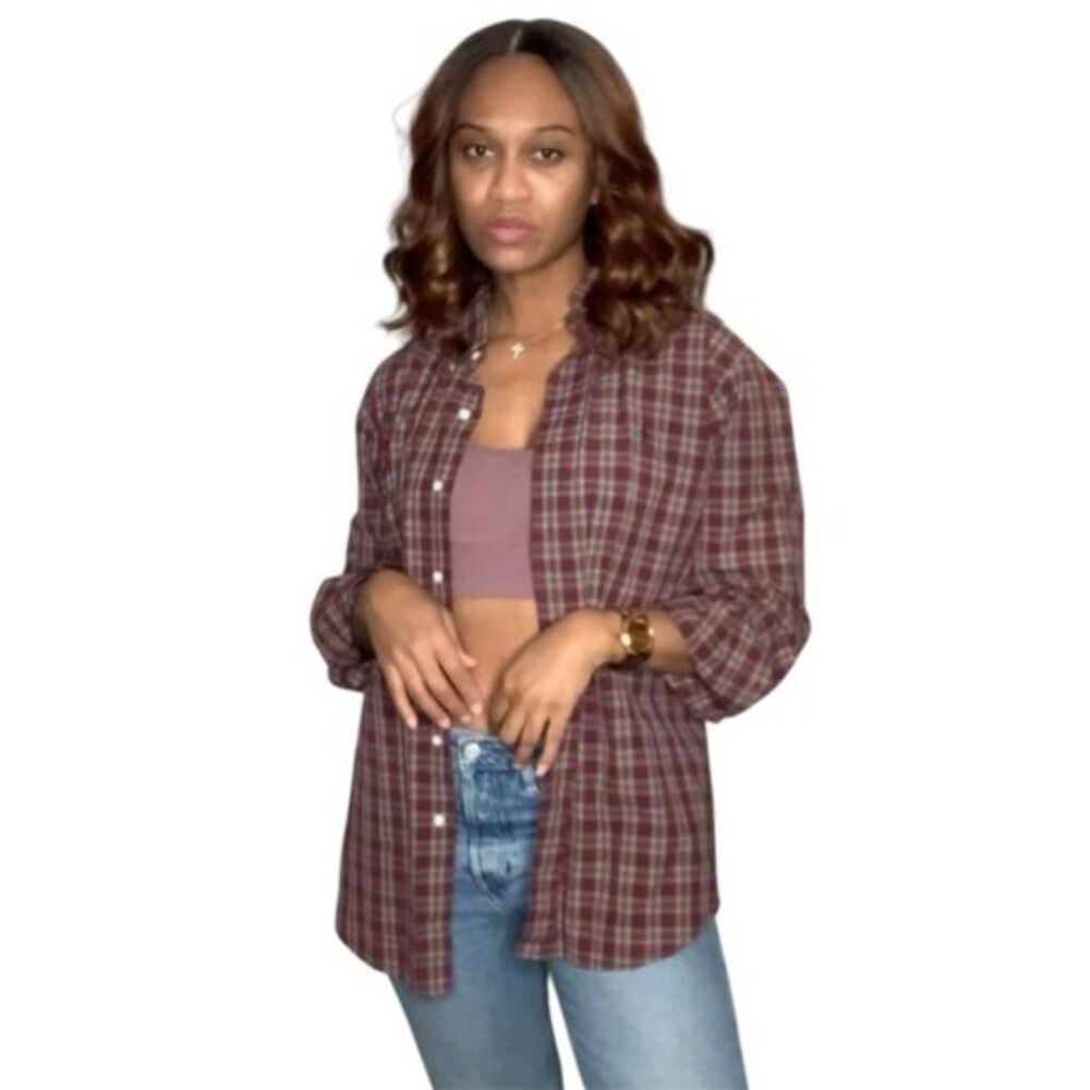 Ralph Lauren Burgundy Plaid Button Down Shirt